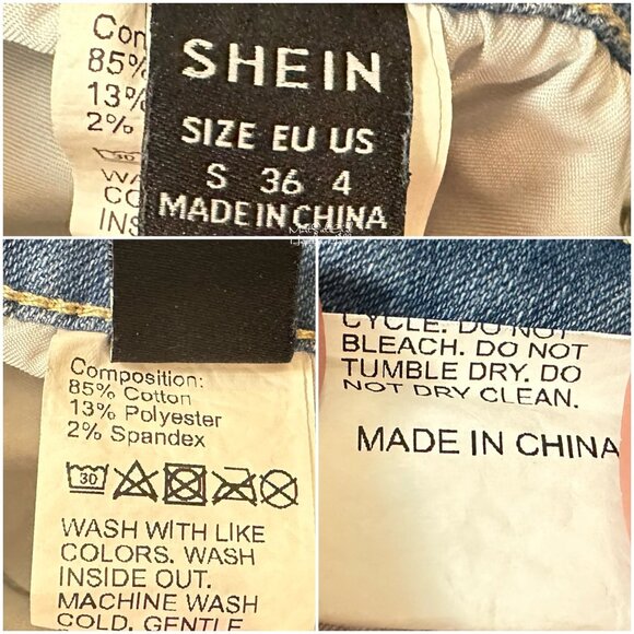 Shein Light Stone Wash Rolled Hem Jean Shorts Size 25 - Picture 3 of 3